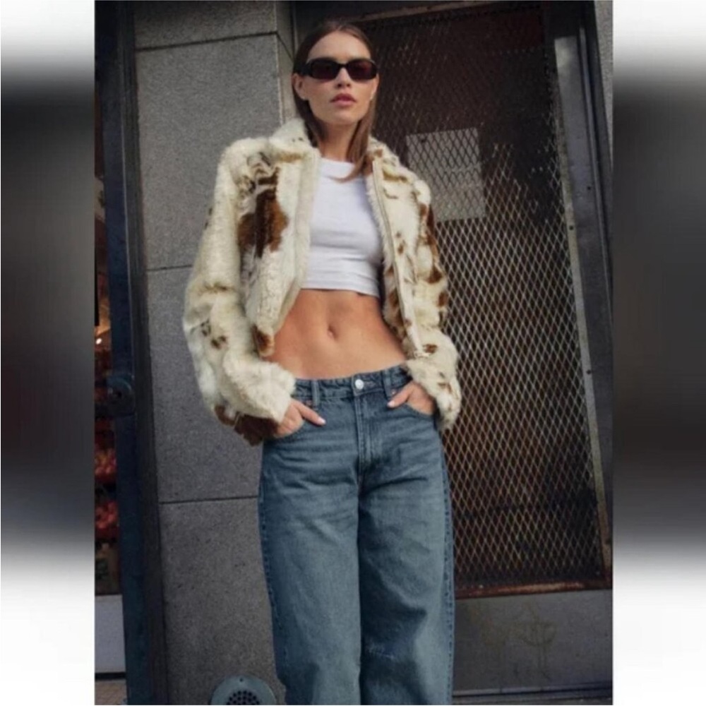 ZARA FAUX FUR ANIMAL PRINT JACKET - Picture 7 of 11